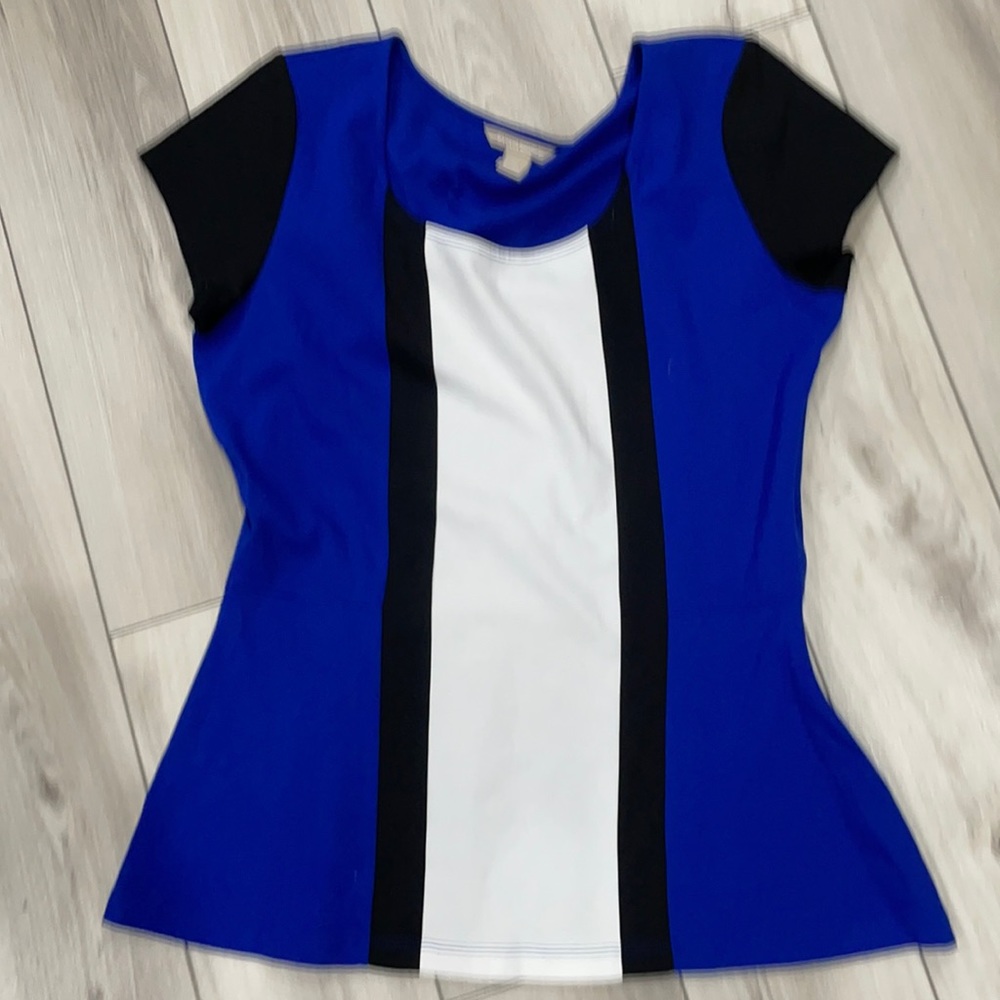 Banana Republic top in royal blue, black and white
